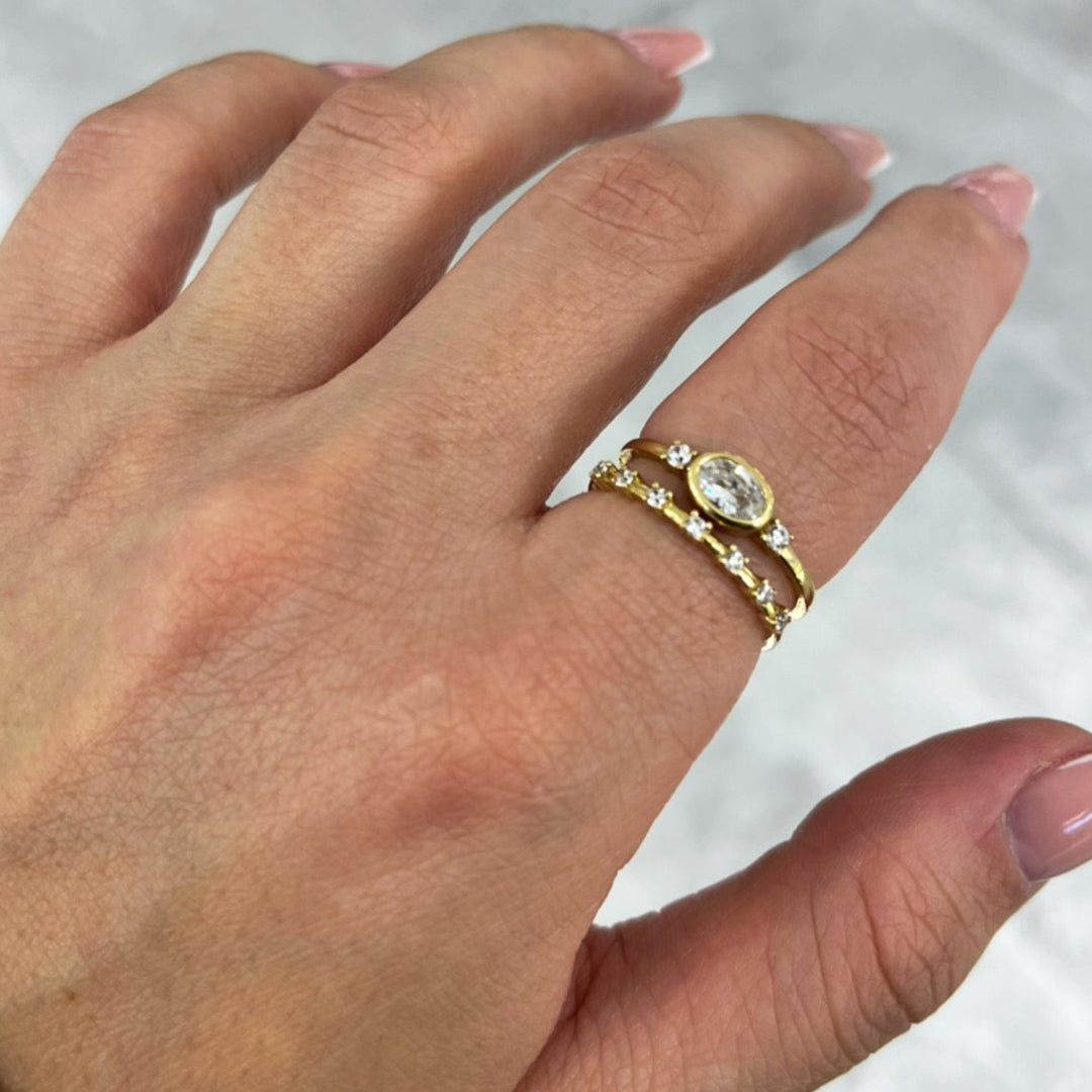 Doppelreihiger Goldring - Oval