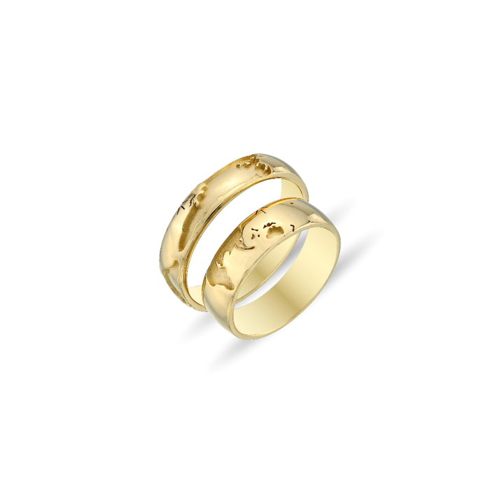 GOLDENE EHERINGE MIT WELTKARTENMOTIV