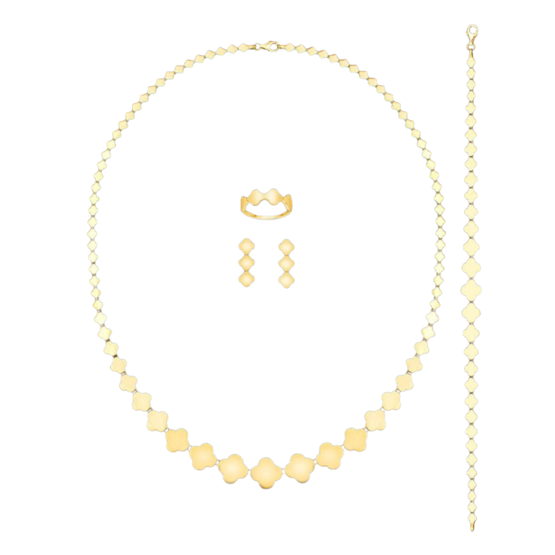 VIERTEILIGES GOLDSET IM KLEEBLATT-DESIGN