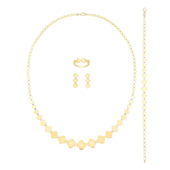 VIERTEILIGES GOLDSET IM KLEEBLATT-DESIGN
