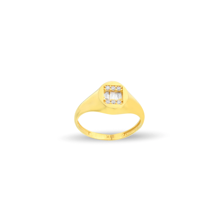 BAGET TAŞLI ŞÖVALYE GOLD RING