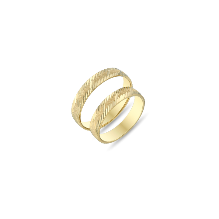 MATTE GOLDENE TRAURINGE MIT FISCHGRÄTMUSTER
