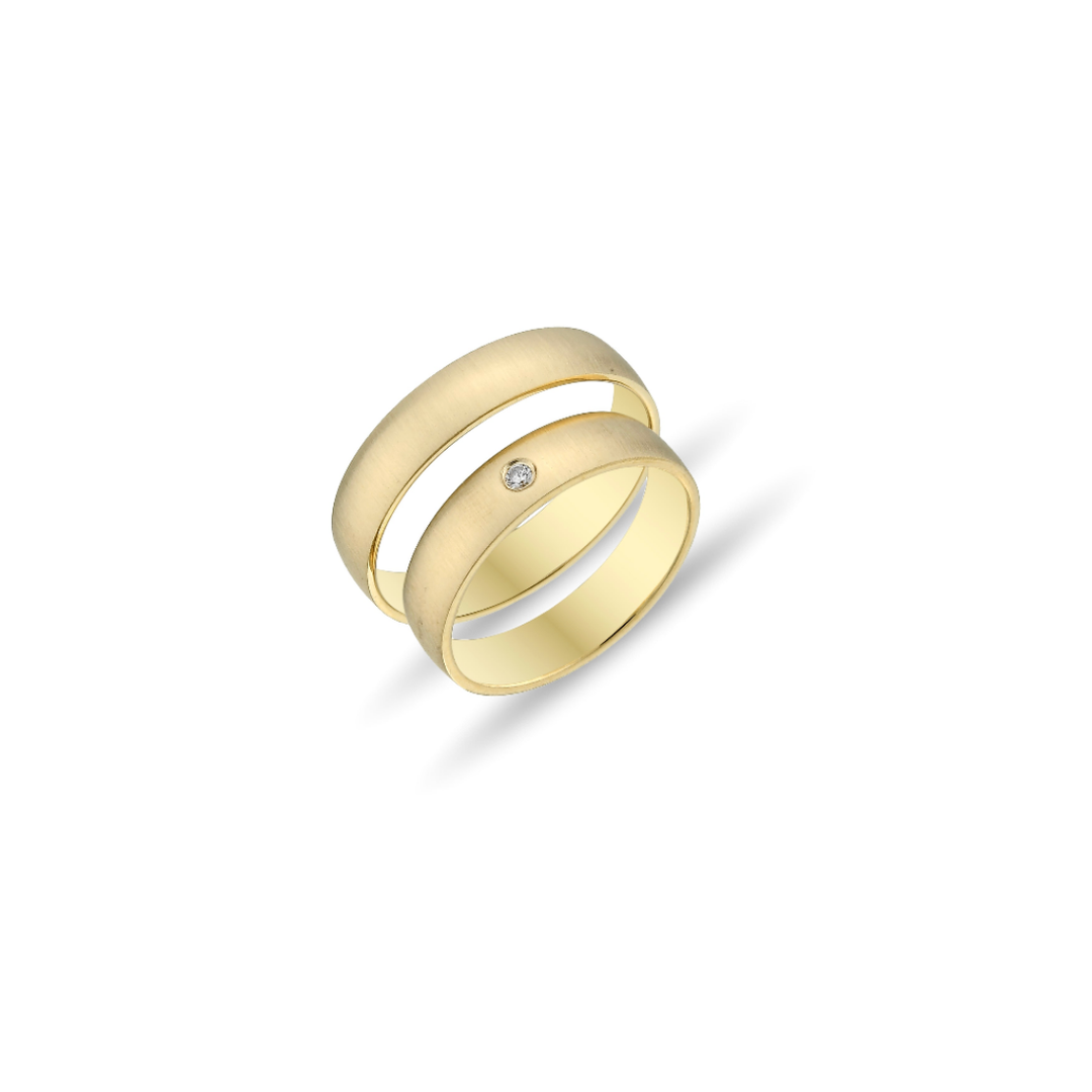 MATTE GOLDENE TRAURINGE MIT EINEM STEIN