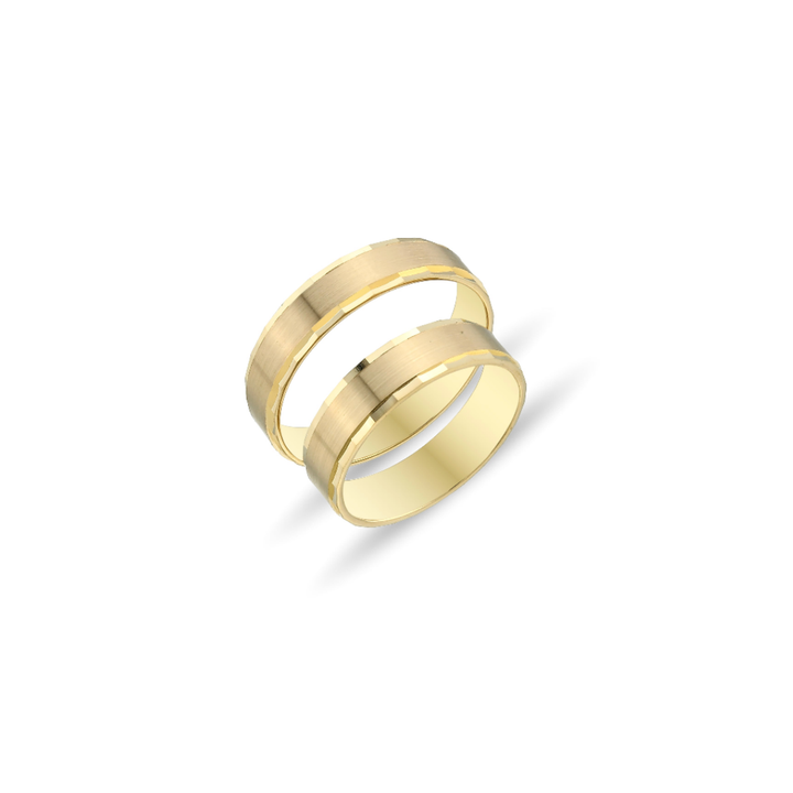 MATTE GOLDENE TRAURINGE MIT FACETTENRAND