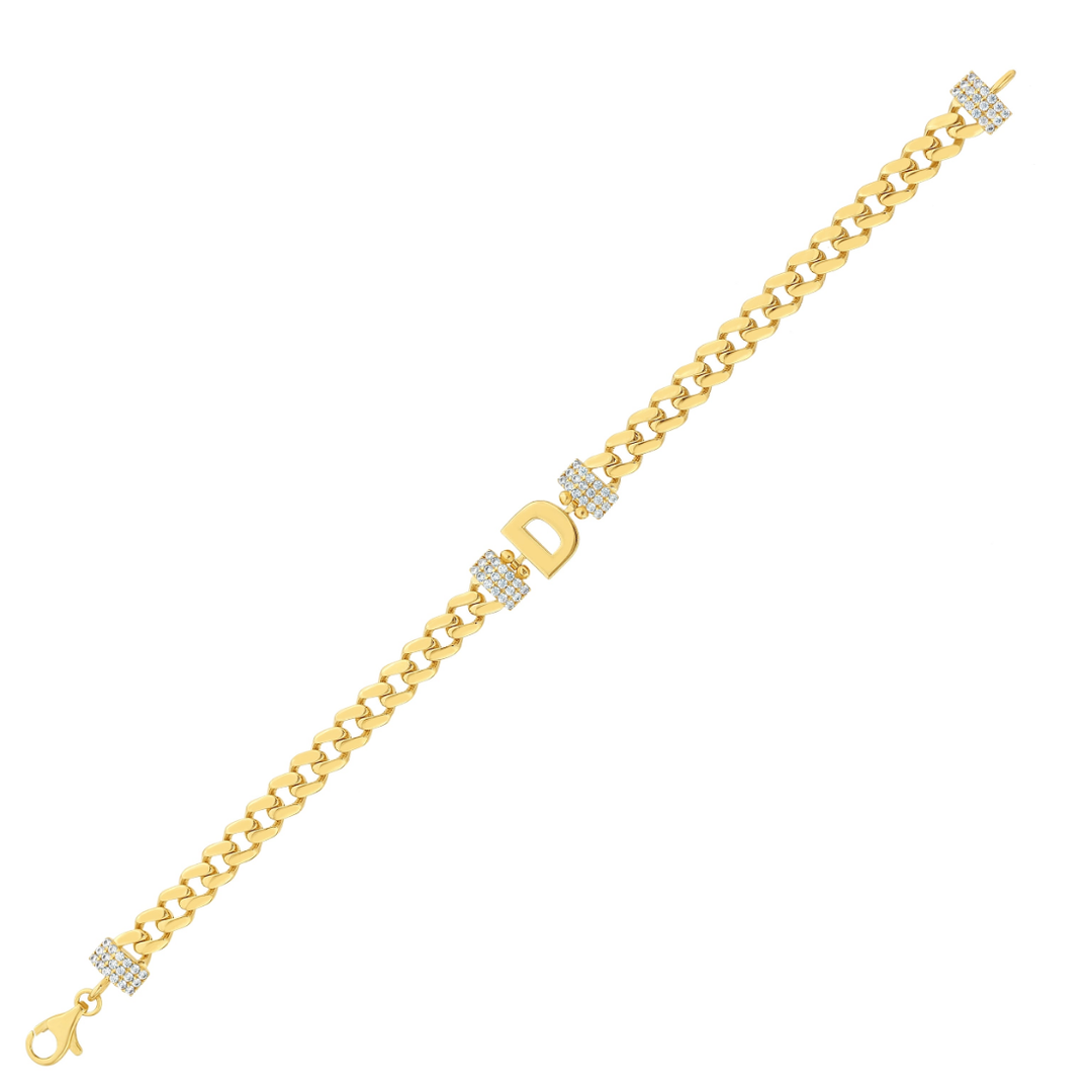 BUCHSTABE D ZIRKONIA PANZER GOLDARMBAND