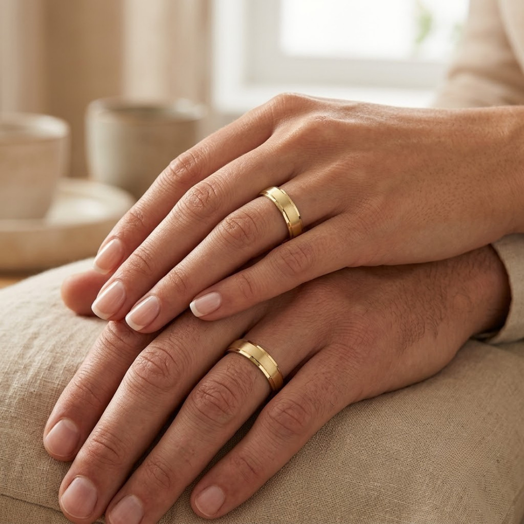 MATTE GOLDENE TRAURINGE MIT FACETTENRAND