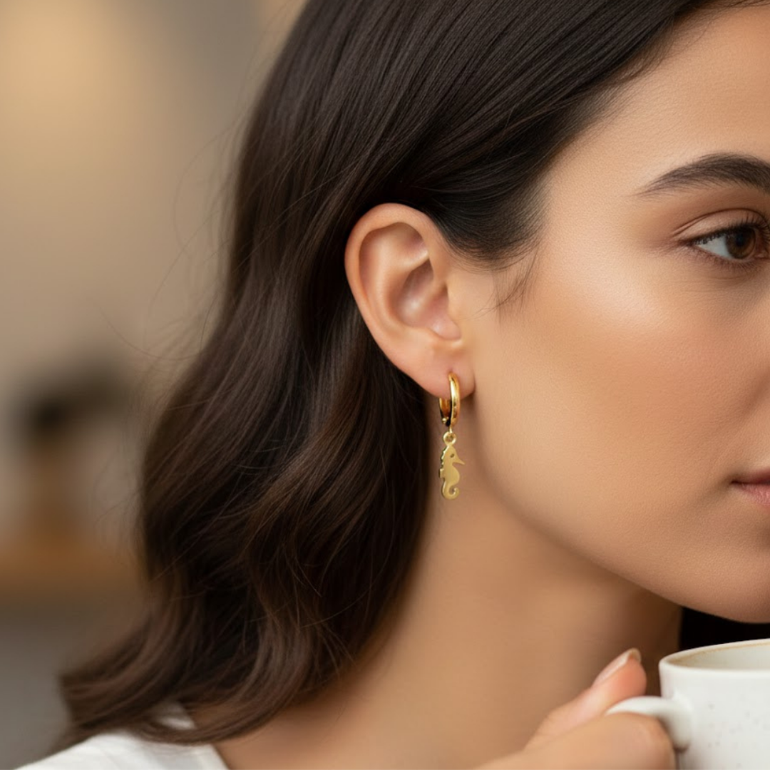 Seepferdchen Goldohrringe