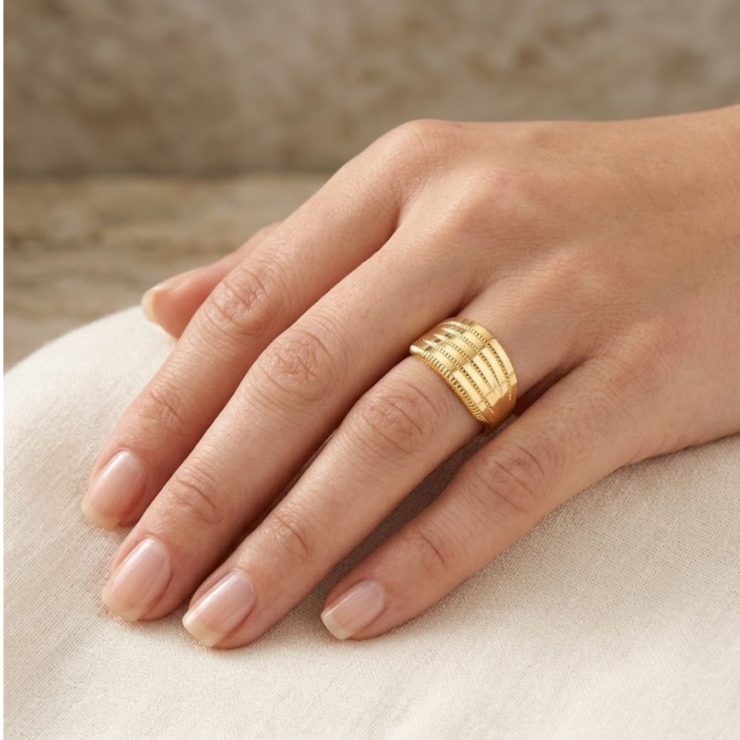 ÇİZGİLİ KABURGA GOLD RING