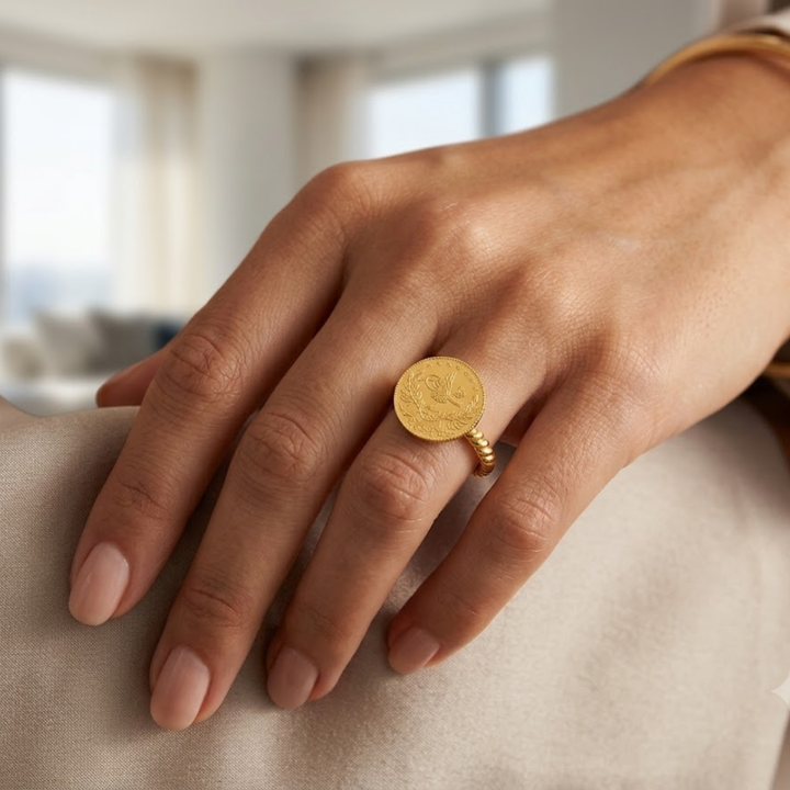 2-REIHIGER BURMA MIT ÇEYREK-GOLDMÜNZE GOLDRING