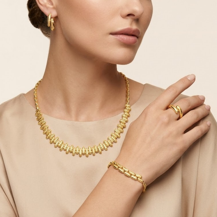 GOLDSCHMUCK-SET IM NAVETTE-DESIGN