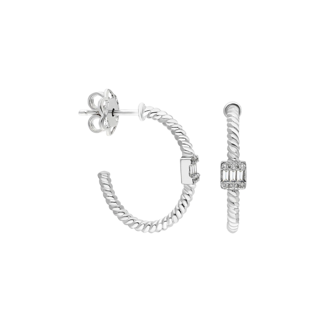 Twist Baguette Diamant Creolen