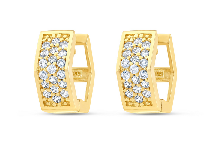 DOPPELREIHIGE ZIRKONIA GOLD CREOLEN