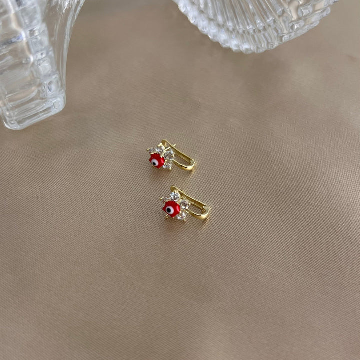 Rote Blümchen Goldohrringe