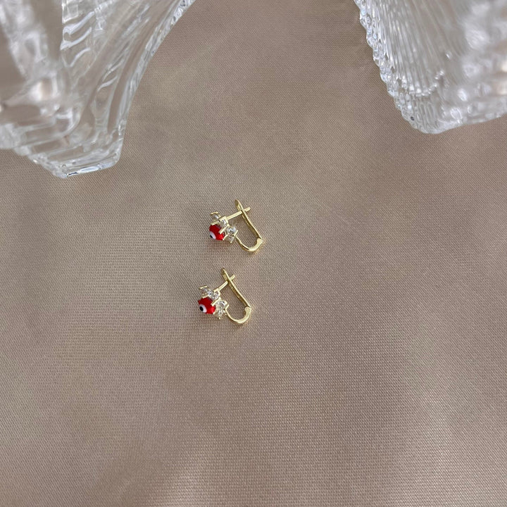 Rote Blümchen Goldohrringe
