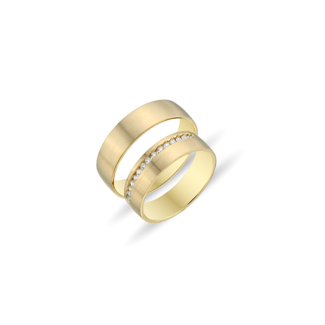 MATTE GOLDENE TRAURINGE MIT STEINREIHE