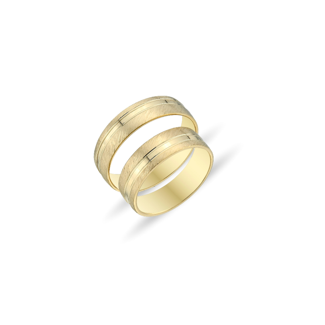 MATTE GOLDENE TRAURINGE MIT STREIFENDETAIL