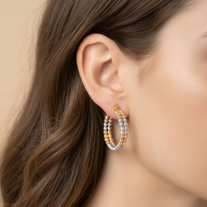 Drei Farben Dorika Ohrringe mit 14K, 24g