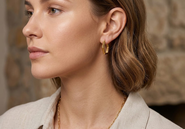 HEXAGON GOLD CREOLEN